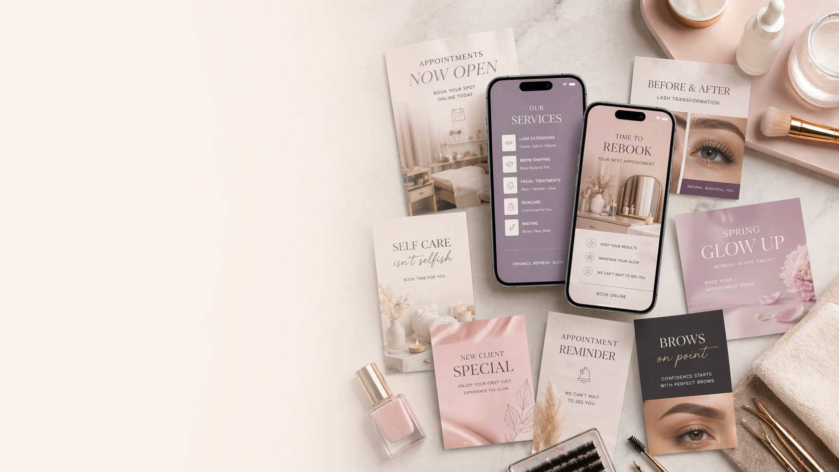 Beauty service booking content templates