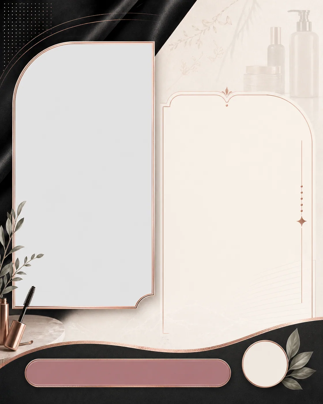 Blank beauty service menu DIY template with service photo, menu copy, CTA, and logo zones