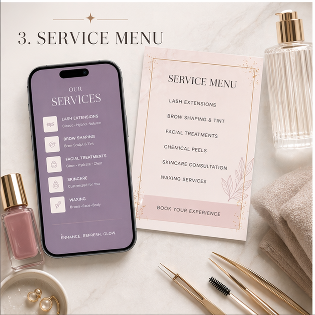 Beauty service menu template preview
