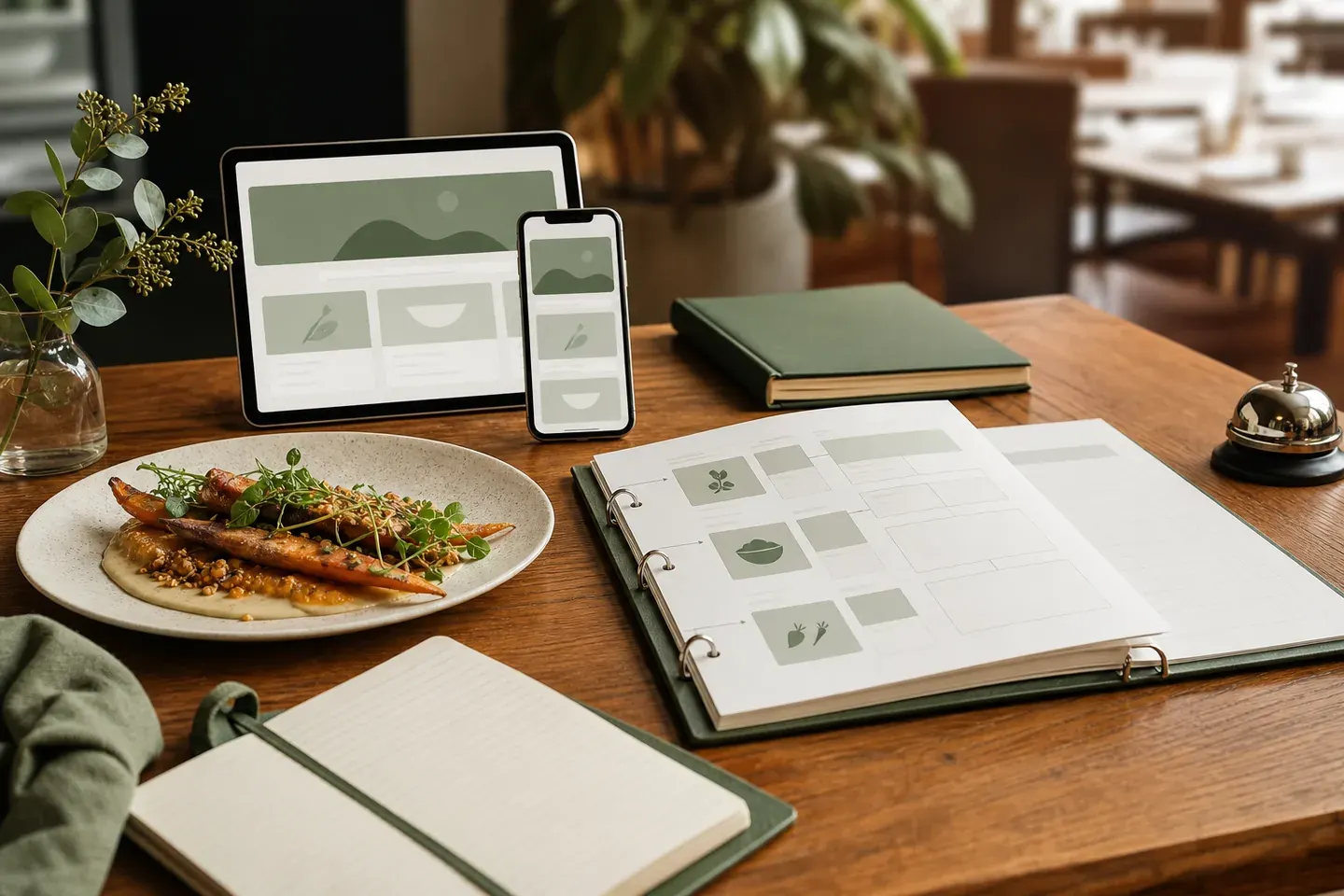 Restaurant operator tracing a menu change through profiles, posts, ordering, reservations, and staff handoff