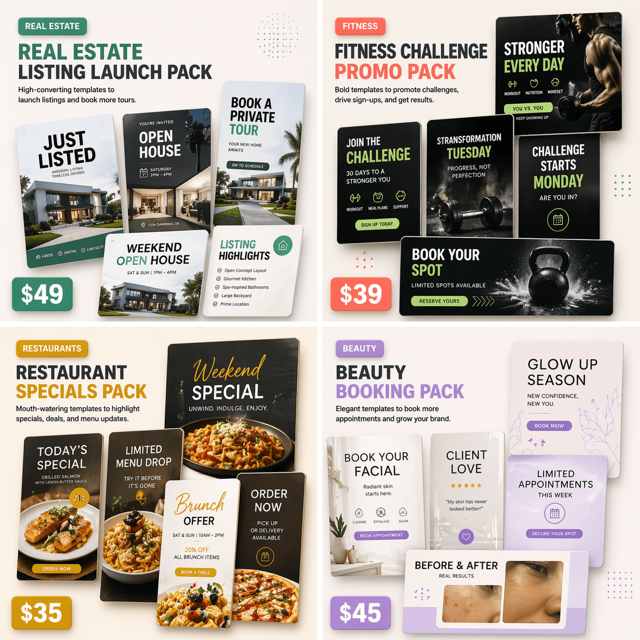 Digital product launch content pack thumbnails