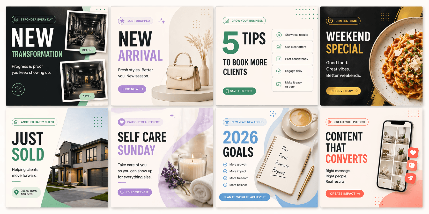 Nutrition reset fitness template previews